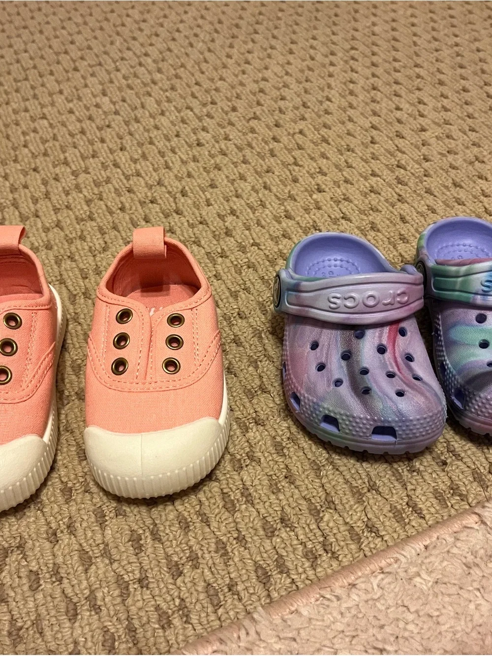 Baby Pink Sneakers and Crocs Size 4 Shoes
